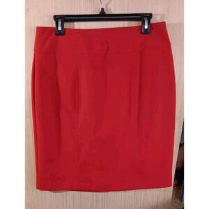 Worthington‎ (12) Womens Red Pencil Skirt Fully Lined Rear Zipper Faux Pockets